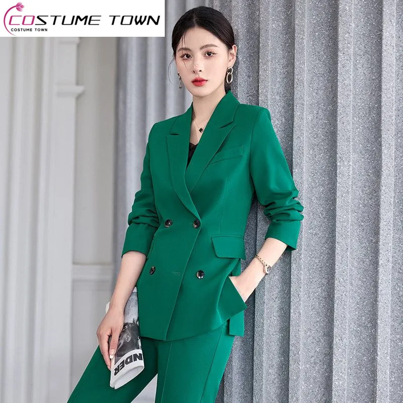 

Korean Fashion Style Slim Jacket Blazer Casual Wide Leg Pants Two-piece Elegant Women Pants Suit Office Manager Outfits