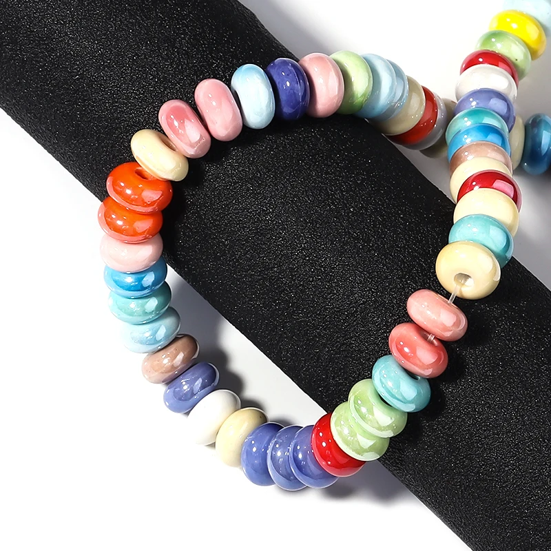 Louleur Apx 55pcs Colorful Ceramic Beads Abacus Beads Loose Beads Spacer Beads For Jewelry Making Bracelets Accessories Handmade