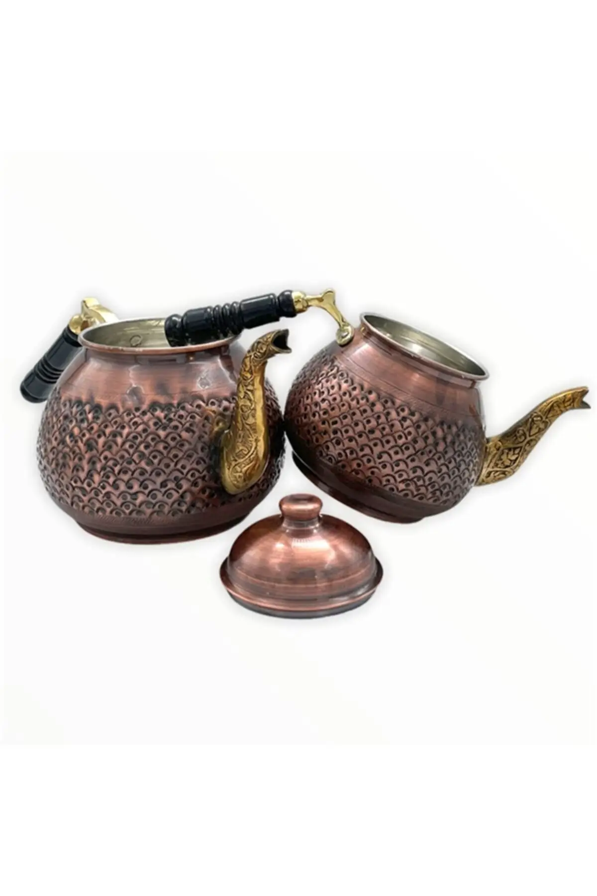 DOLBOVI copper teapot fish sequin patterned pen carved Cooper Tea Pots Handmade