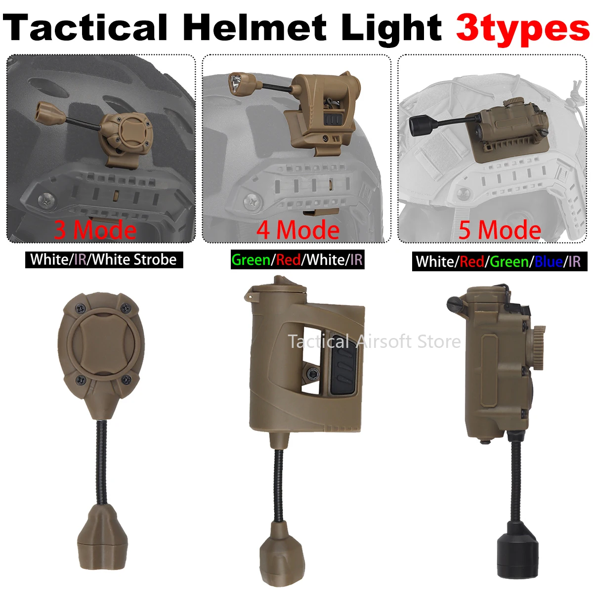 

Tactical Helmet Light 3 Modes LED Flashlight Outdoor Night Lighting For Laser Hunting Military Cycling Fishing Helmet Lamp