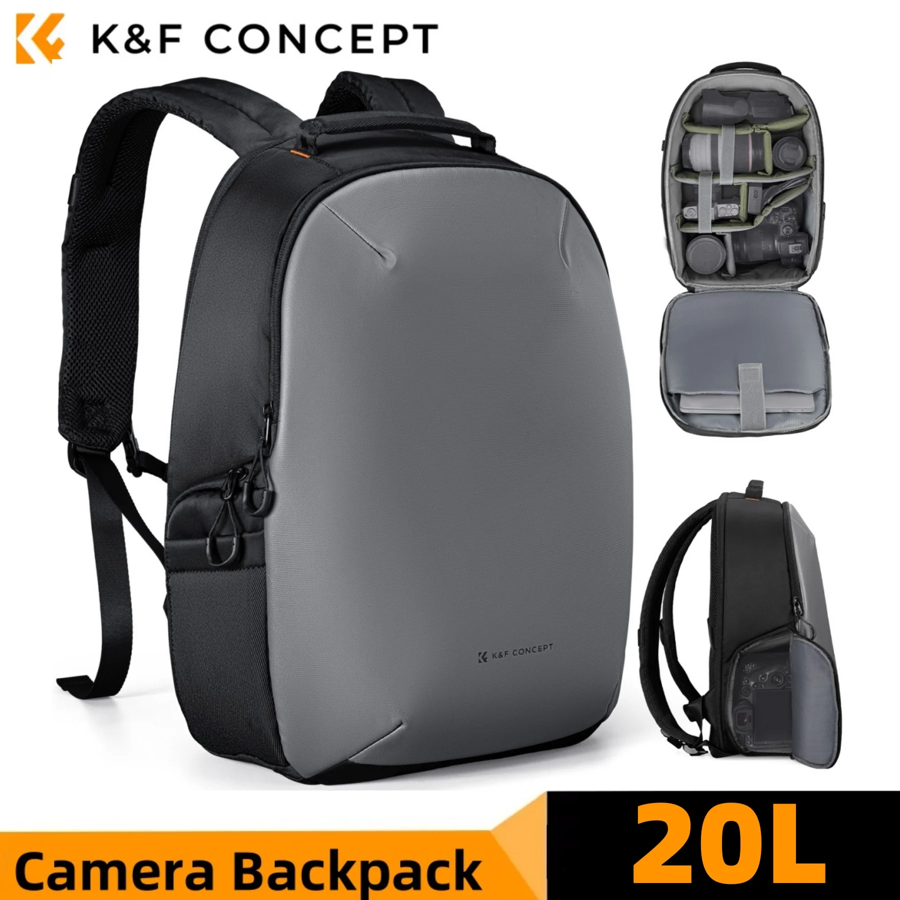 K&F CONCEPT 20L Lichtgewicht cameratas Reizen Waterdichte fotografie cameratas voor Canon Sony Fuji Nikon DSL DSLR-rugzak