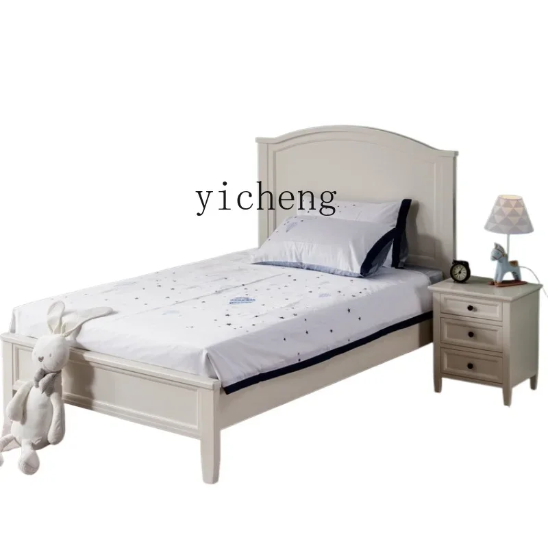 Solid Wood Children's Bed Boys and Girls Single Bed Children's Room Teenagers and Girls Bed White