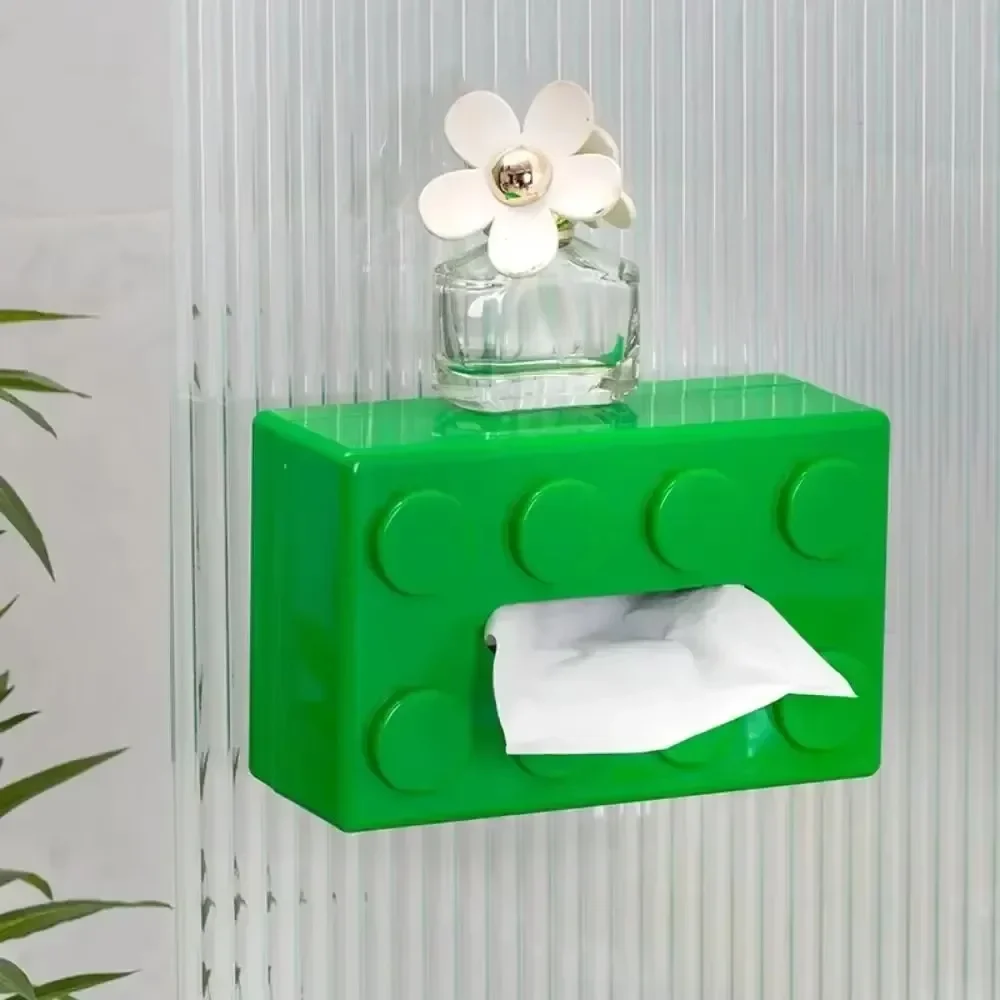 Building Blocks Tissue Box Wall-Mounted Perforation-Free Removable Paper Face Towel Storage Creative Cartoon Building Blocks Box