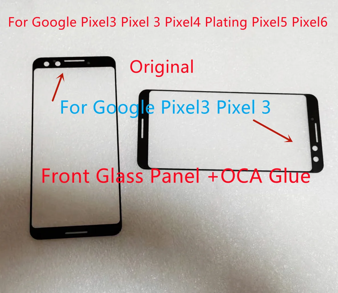 High quality For Google Pixel3 Pixel 3 Pixel4 Plating Pixel6 Pixel5 Front Glass Touch Screen Outer Panel+Laminated OCA Glue Test