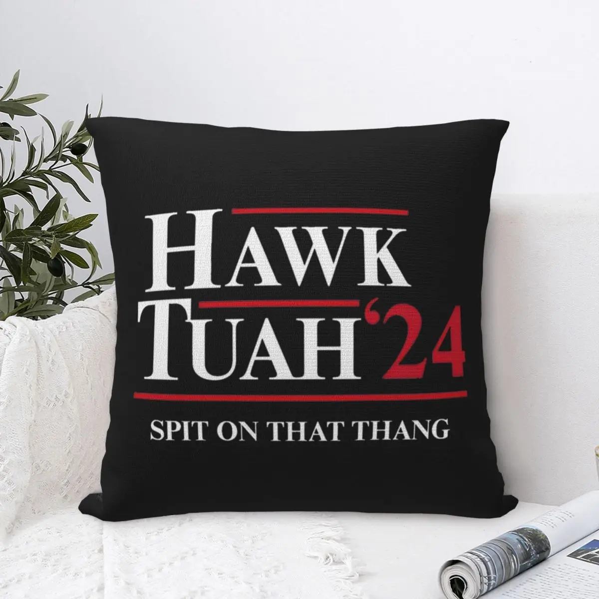 HAWK TUAH '24 SPIT ON THAT THING Pillowcases Home Funny Pop Meme Cushion Cover Creative Home Decoration Pillow Cover 40*40