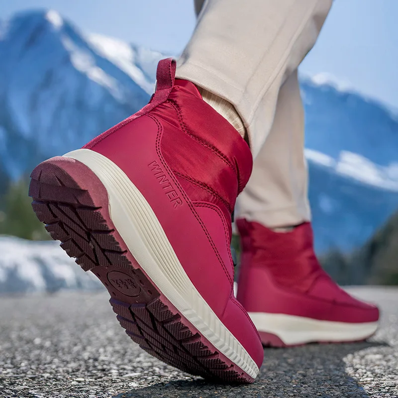 

Женские ботинки НОВЫЙ тренд Зимняя обувь для женщин Зимние ботинки до щиколотки на низком каблуке Botas Mujer Водонепроницаемые зимние ботинки с меховой обувью