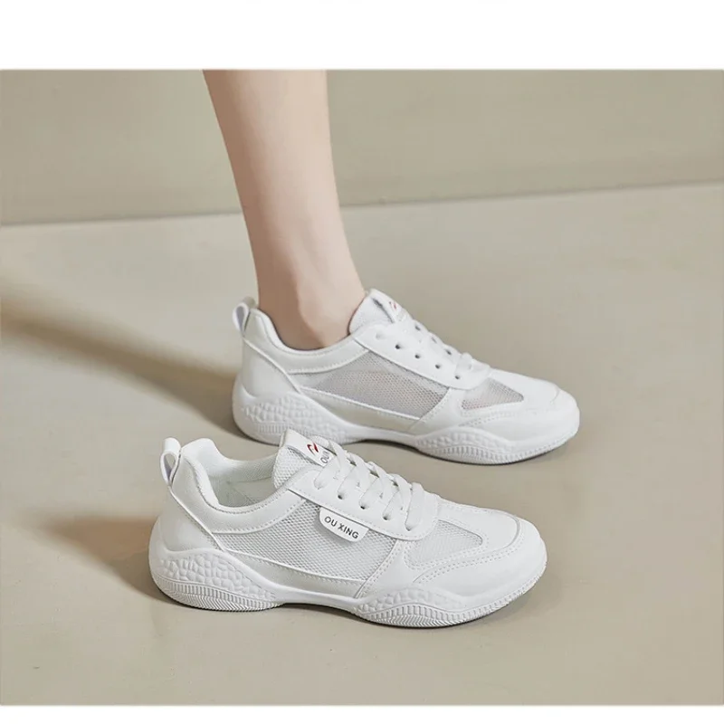 

Women Casual Shoes White Mesh Sneakers 2024 New Breathable Platform Running Shoes Concise Lightweight Gym Vulcanized Women Shoe