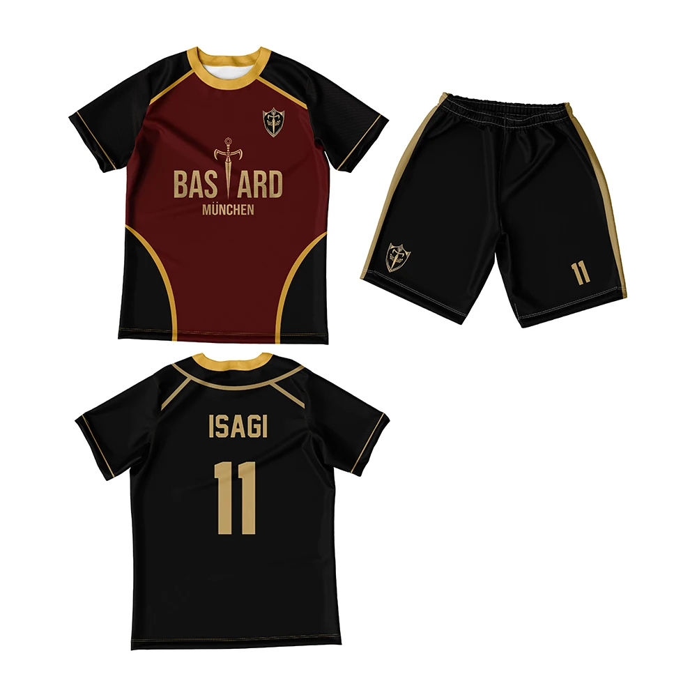 Jersey Futsal Football Motif VL Replika Blue Lock Anime Bastard Munchen Summer Men Women T-shirt +Short 2pc set suit
