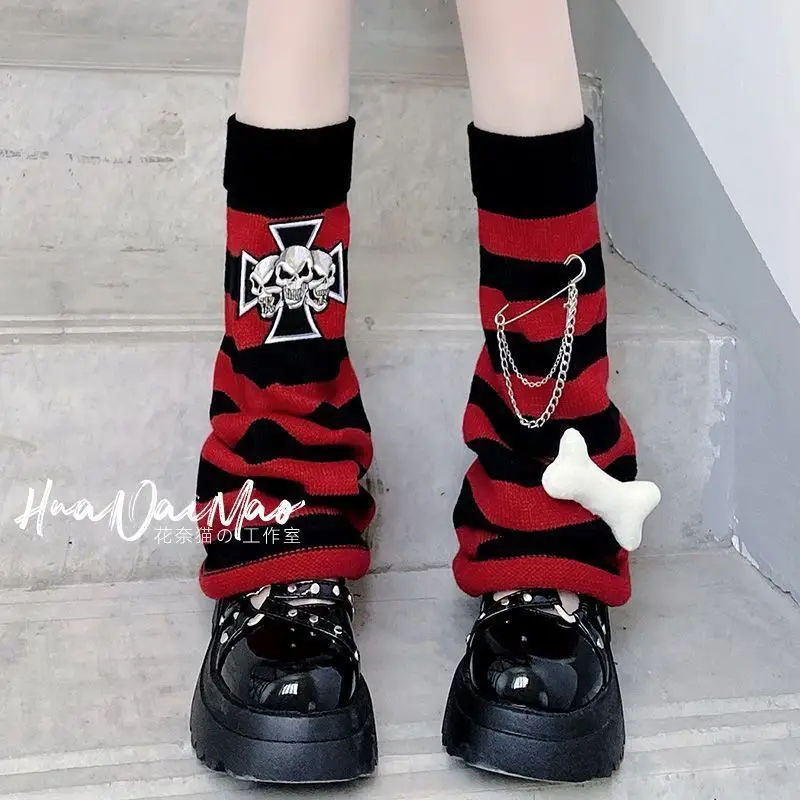 meias-longas-estilo-lolita-pretas-e-brancas-de-malha-para-o-inverno-de-inspiracao-japonesa-meias-goticas-para-mulher-polainas-listradas-protetores-de-braco-e-tornozelo-cobertura-para-as-pernas