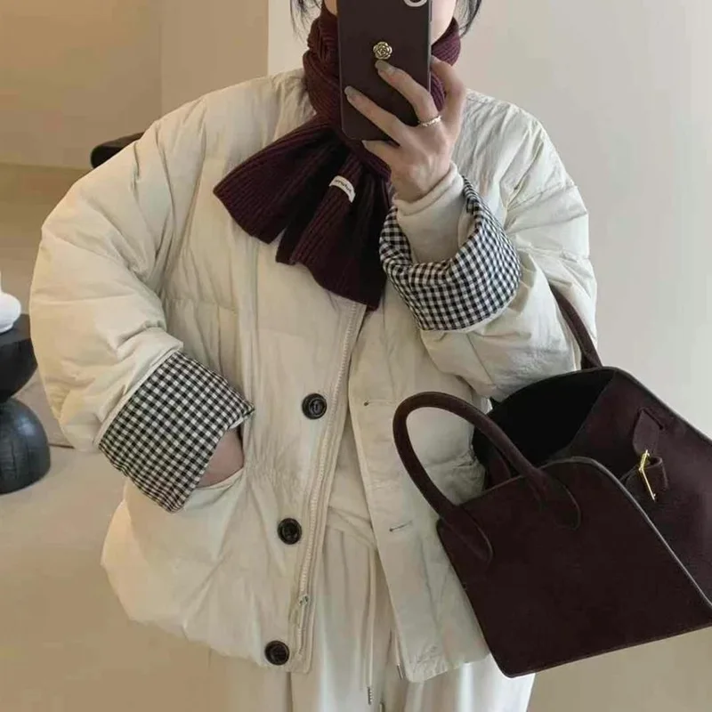 

Осенние и зимние куртки для женщин, пальто, короткий стильный воротник-стойка, хлопковый женский сетчатый шарф с цветными блоками, меховой воротник