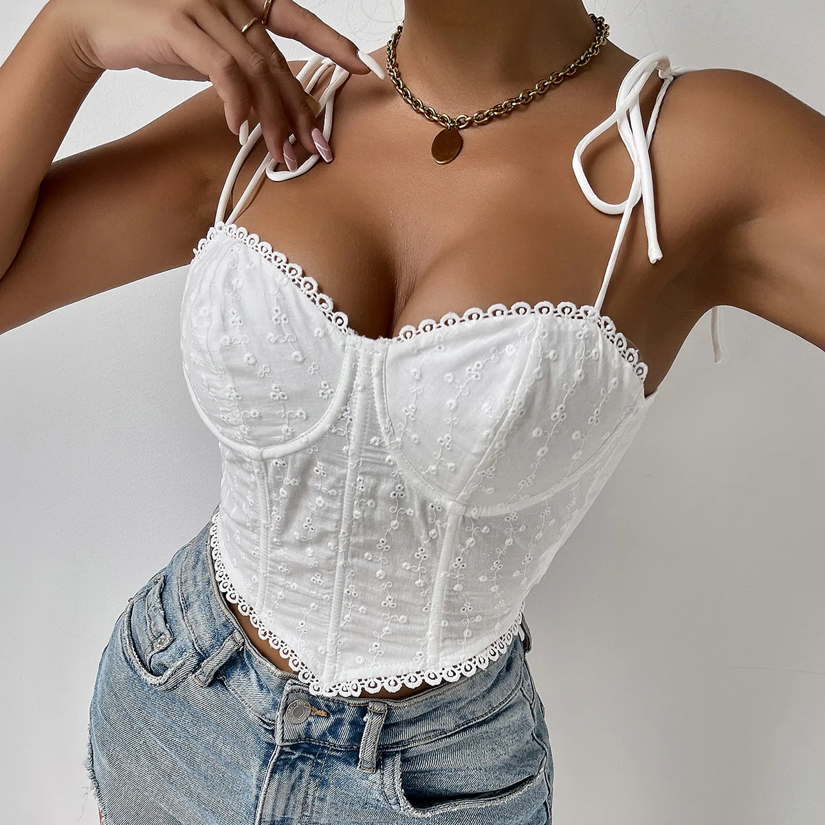 

Lace Bralettes for Women Y2k Crop Top Camisole Lingerie V Neck Bustier Corset Tops Sexy Going Out Party Club Top with Buckle