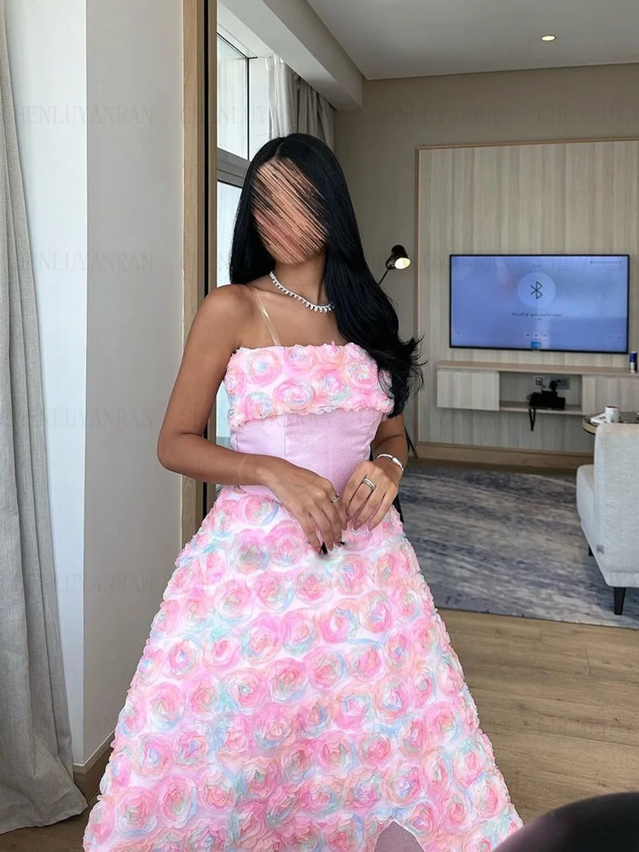 Colorful Lace Formal Occasion Dresses 2023 Strapless A-Line Ball Gowns Lace Up Pink Sexy Evening Party Gowns فساتين الحفلات