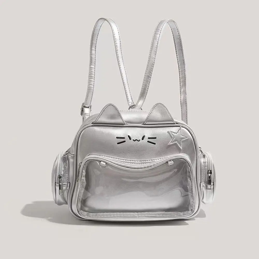 Adge عرض لطيف القط Itabag JK Kawaii Preppy نمط شفاف جيب حقيبة بولي Leather الجلود أنيمي شارة عرض الدمى حمل حقيبة في الهواء الطلق
