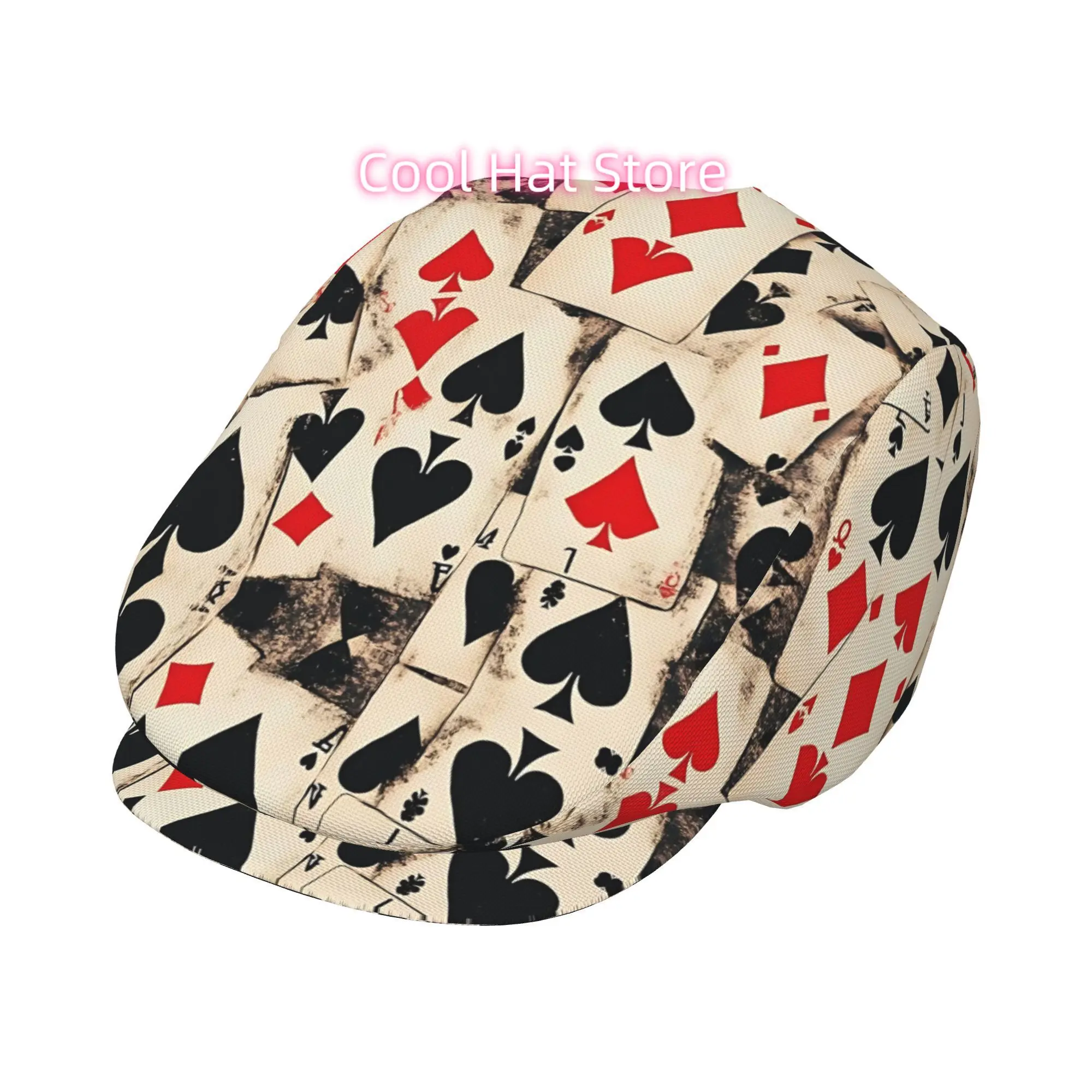 Poker Memoirs Men Beret Hat Polyester Adjustable Newsboy Hats Cabbie Gatsby Cap Driving Flat Caps Women Cabbie Cap Beret Forward