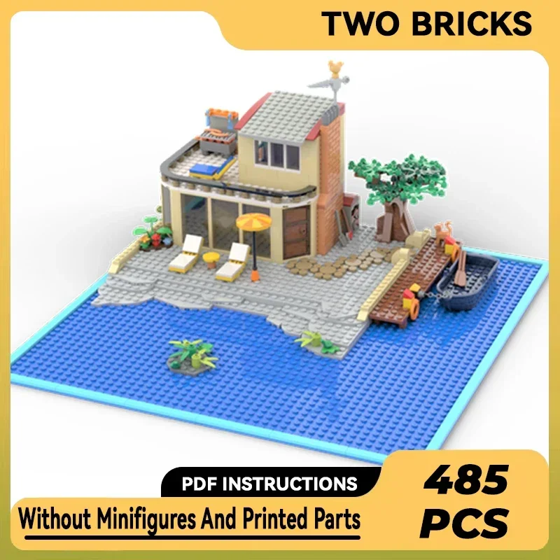 Moc Building Bricks City Street View Model The Cozy Lake House Technology Modular Blocks Gifts Christmas Toys DIY Sets Assembly