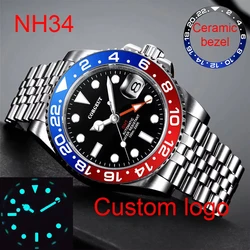 Custom New  Men Mechanical Wristwatch Jubilee Stainless NH34 GMT Watch Sapphire Glass Men Watches reloj hombre