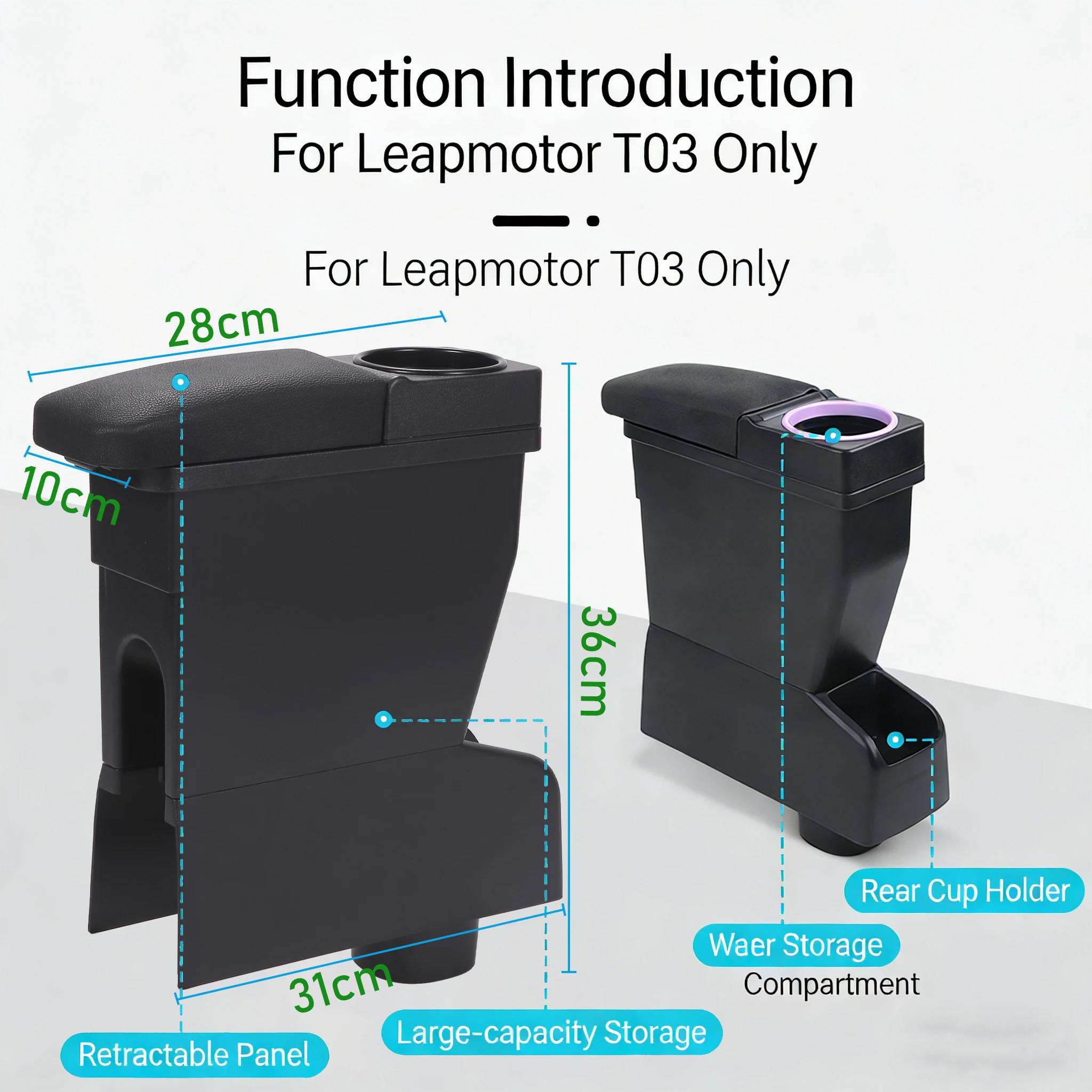 For Leapmotor T03 Armrest Box For Leapmotor T03 Car Armrest 2020 2021 2022 2023 2024 2025 2026 Storage Cup Holder Car Accessorie