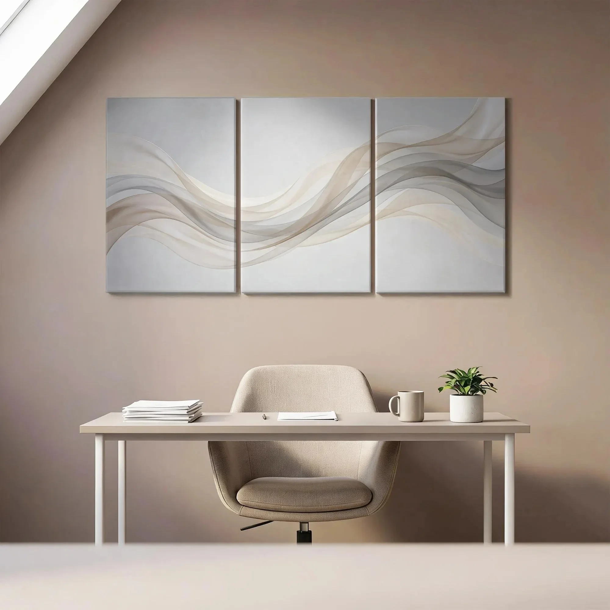 3pcs frameless Canvas Painting 3pcs Abstract Flowing Line Canvas Wall Art,Wave Ribbon Painting, Minimalist Modern Abstract Canva