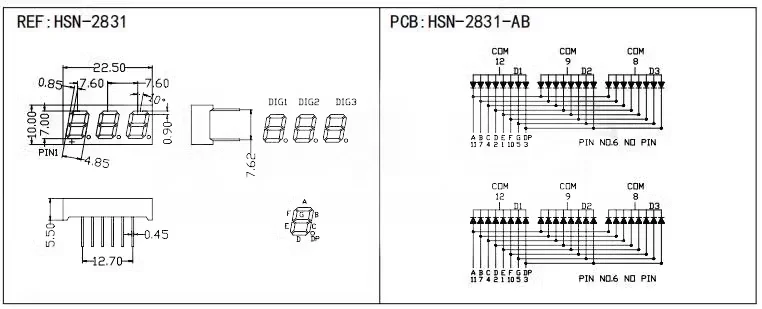 5 Stück Digitalröhren-Display 0,28 0,36 0,4 0,56 Zoll LED 7-Segment Gemeinsame Anode/Kathode 1 2 3 4 Bit Rot Blau Weiß Grün Gelb – Detail 9
