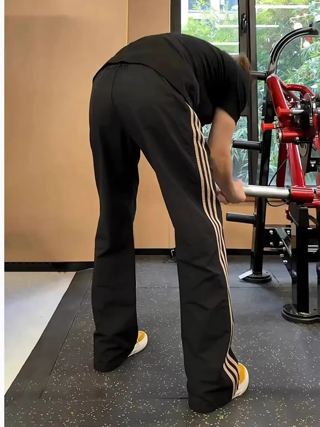 

Мужские спортивные брюки Bla Tee-Stripes Qui-Dry: весенне-летние, охлаждающие, из ледяного шелка, расклешенные, прямого кроя, повседневные