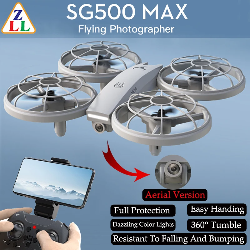 Mini drone SG500 MAX com câmera HD com luzes coloridas deslumbrantes de proteção total 360 °   Quadcopter RC versão aérea Tumble para brinquedos infantis