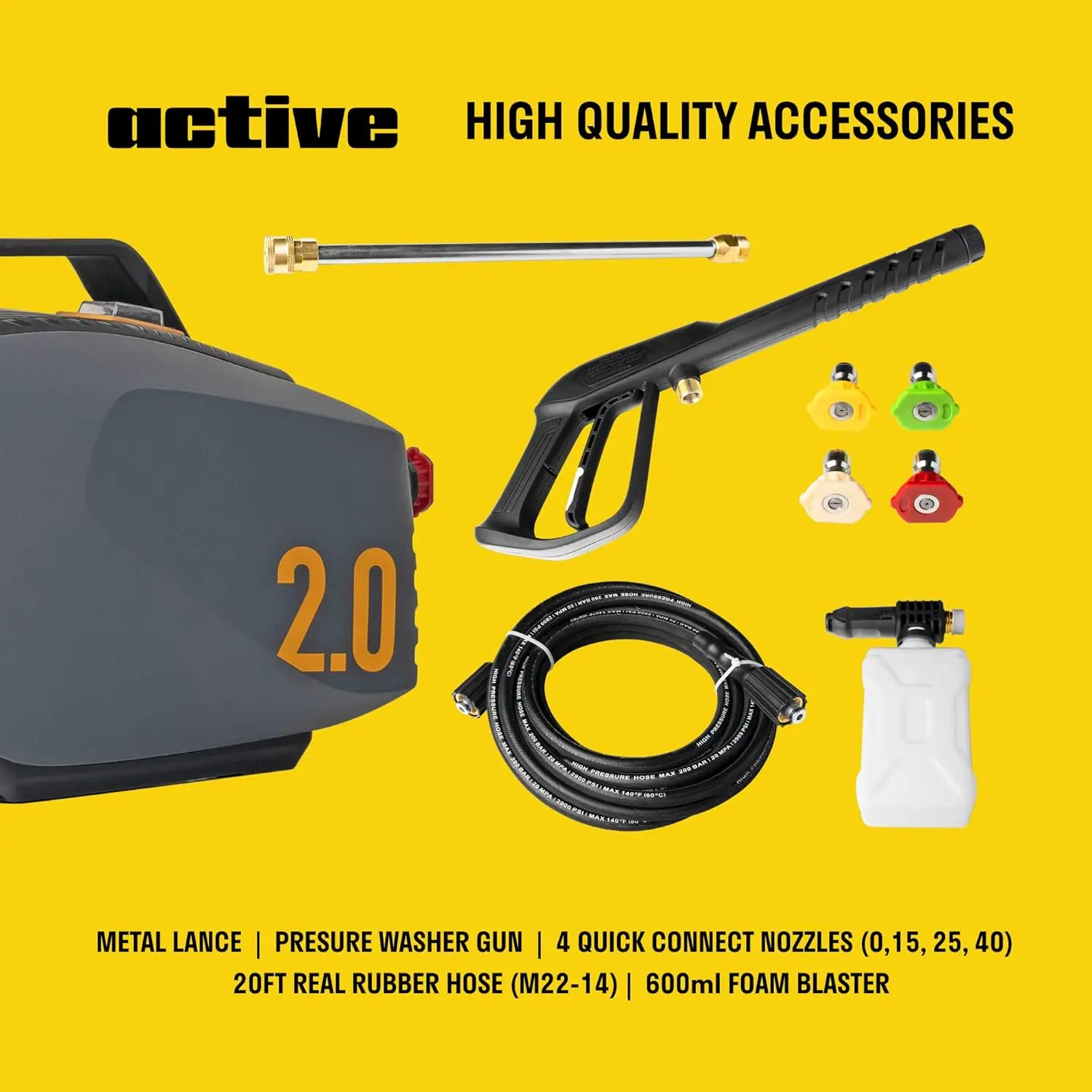 ACTIVE 2.0 Electric Pressure Washer - 2.0 GPM Flow and 1800 PSI Peak Pressure, Pressure washers for Power Wash images - 6