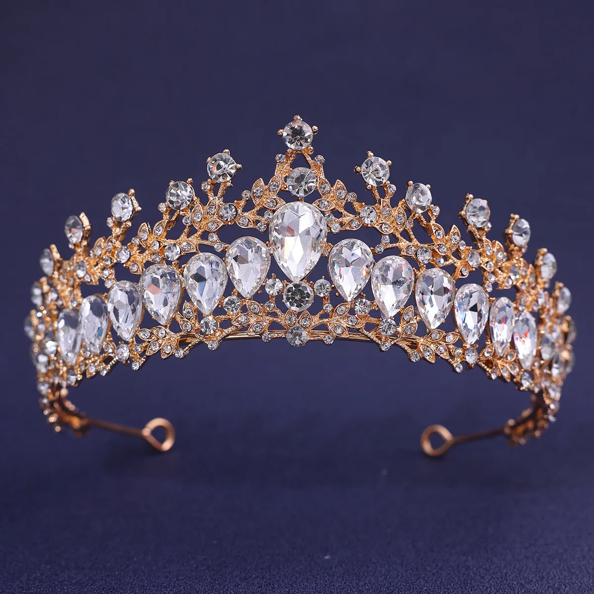 Baroque Red Green Blue Crystal Water Drop Tiara Crown Rhinestone Pageant Diadem Headpiece Bride Wedding & Prom Queen Crown