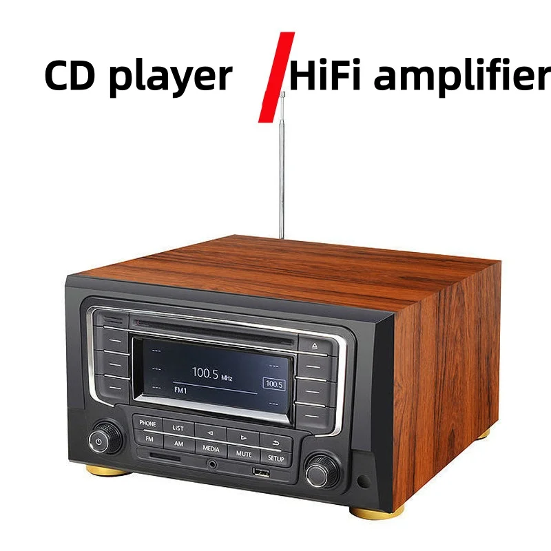 Wooden Vintage Home Audio Player Built-in CD Player Bluetooth AM FM Radio USB MP3 Playback Desktop Radio Speaker System