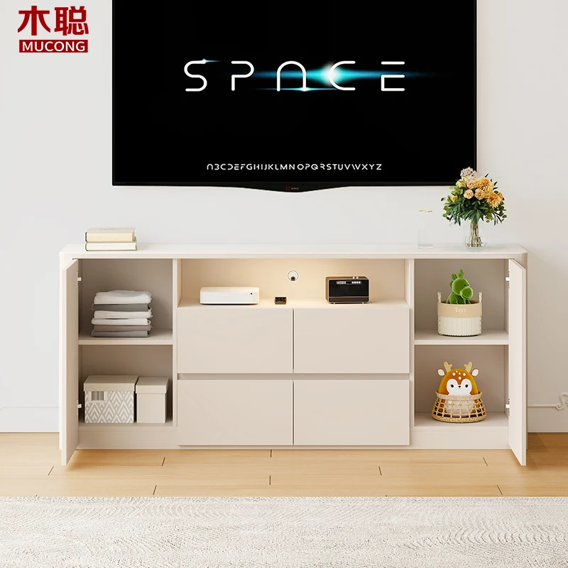 Cream Wind Slate TV Cabinet Living Room Household Floor Storage Locker Integrated Bedroom Bed End Narrow Side Cabinet