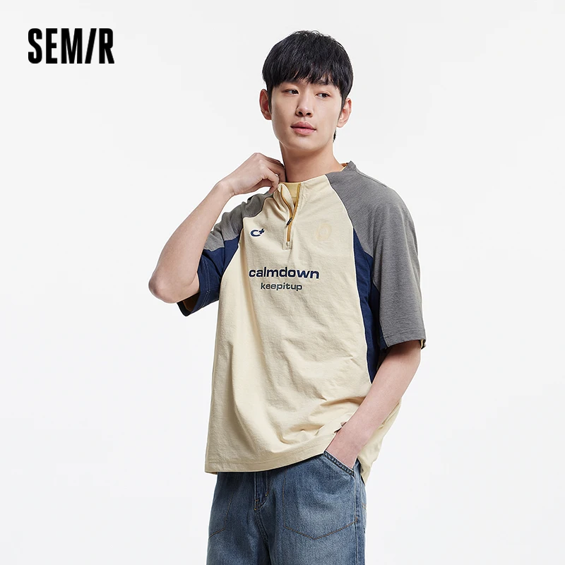Semir Quick Dry Color Matching Polo Shirt Men Sporty Stand Collar 2025 Summer New Athletic Style