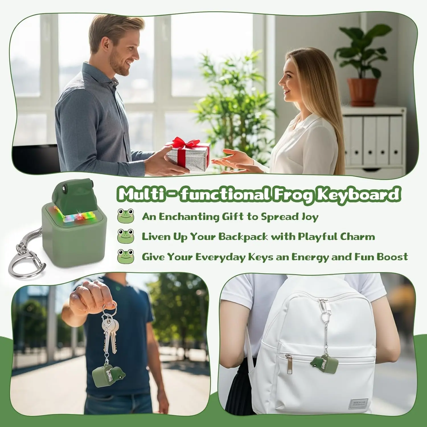 Keyboard Clicker Toy LED Light Up Duck Frog Squeeze Toy ASMR Tactile Fidget Keychain Office Anxiety Relief New view 3