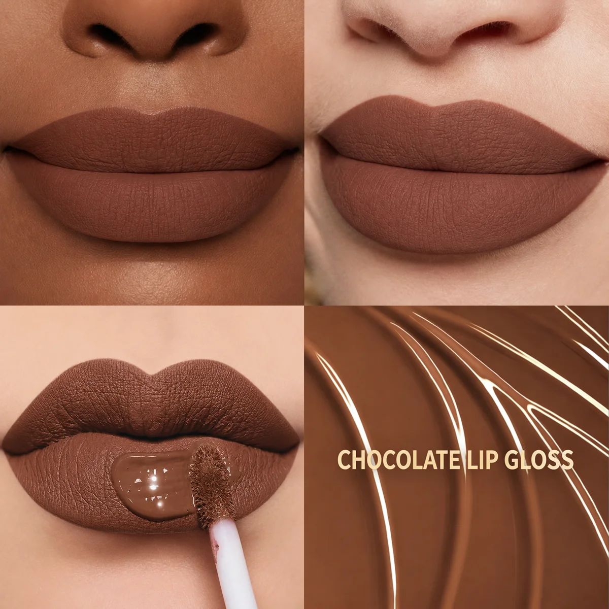 Schokoladenfarbener Anhänger Mattflüssiger Lippenstift Wasserfester Samt-Lipgloss Langanhaltendes Braunes Lippen-Make-up – Detail 2