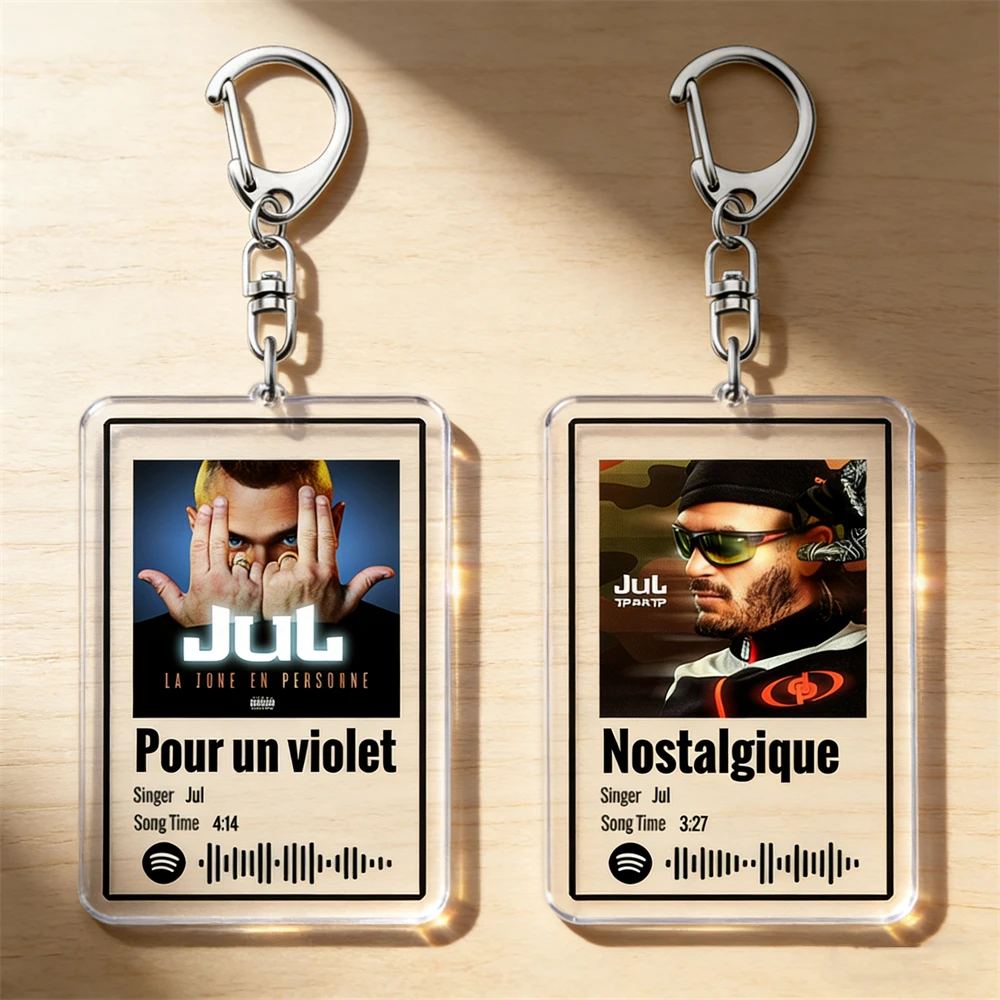 French Rapper Keychains for Women Accessories Bag France Rap Singer Marseille JUL Music Songs Keyings Jewelry Fans Friends Gifts