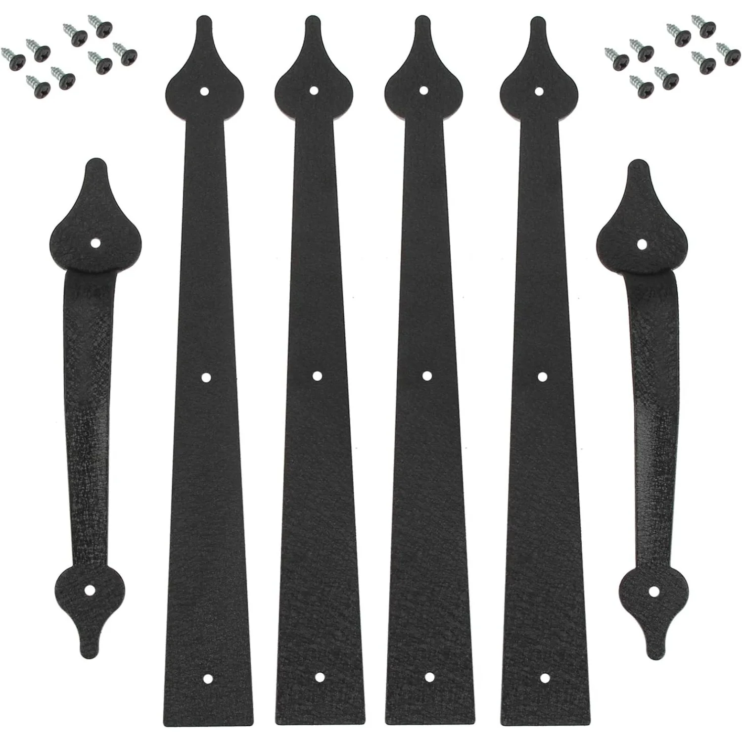 Decorative Garage Door Hinges Handles, Faux Garage Door Accents, Metal Handles Hinges Hardware Kit, Screw Mounted, Black,  Style