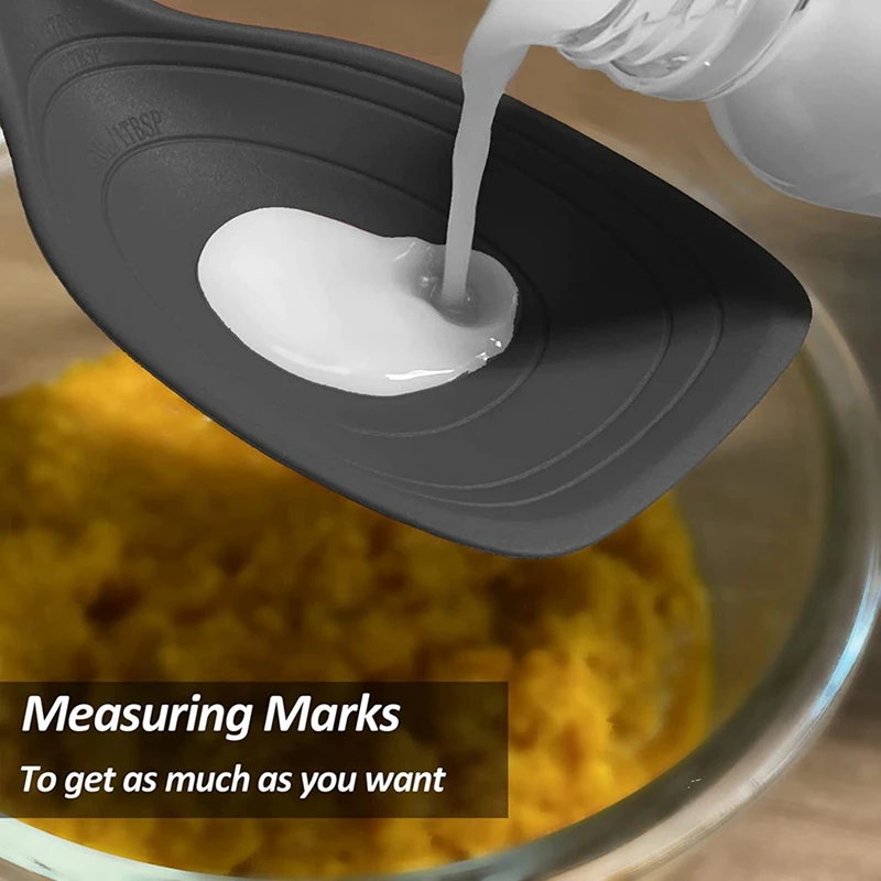 Non-Stick Slotted And Solid Spoon Set With Deep Bolw And Measurement Mark For Mixing, Serving