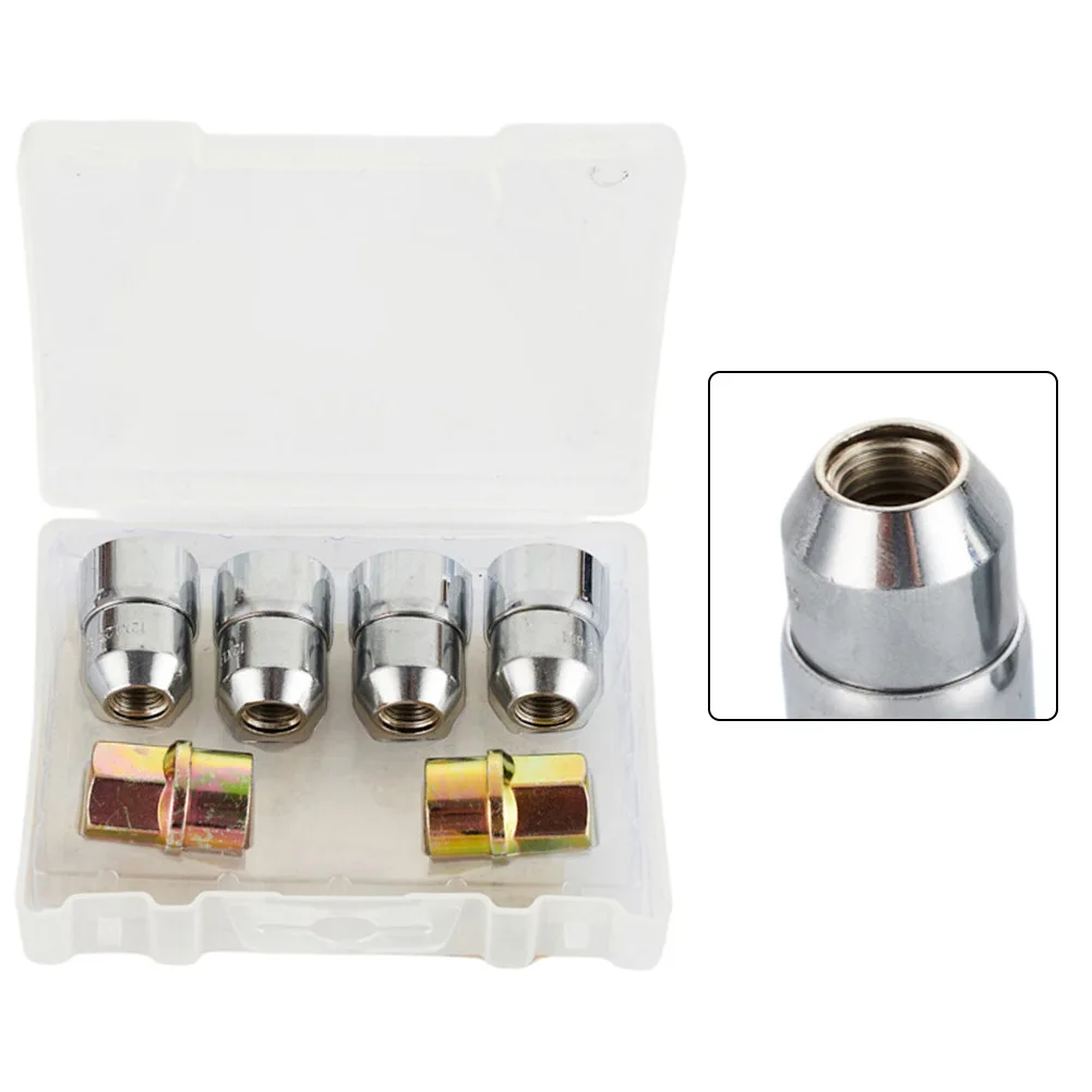 

4Pcs M12x1.25 Alloy Steel Tire Locking Wheel Nuts With 2 Keys Fit M12x1.25 Thread For Cars Vans SUVs Alike Tire Accessories