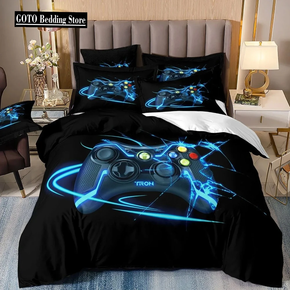 

3d Gamer Bedding Sets for Boy Gaming Duvet Cover Set Queen Video Games Comforter Cover,Playstation Designs Bed Set for Teen Boys