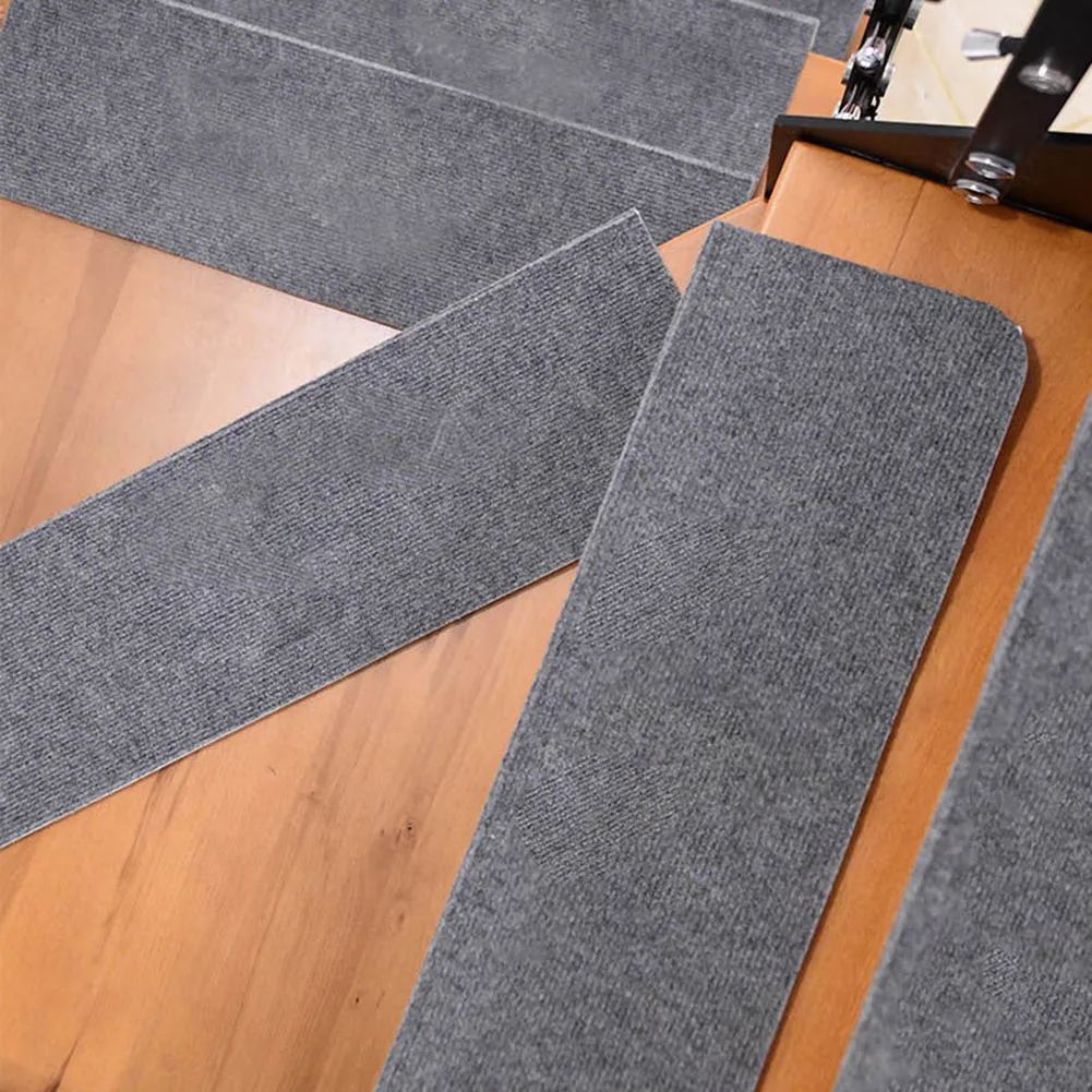 2PCS Non-slip Adhesive Stair Mats Staircase Step Rug Cover Self-Adhesive Wood Stair Carpet Home Step Mats Home Decor Rug