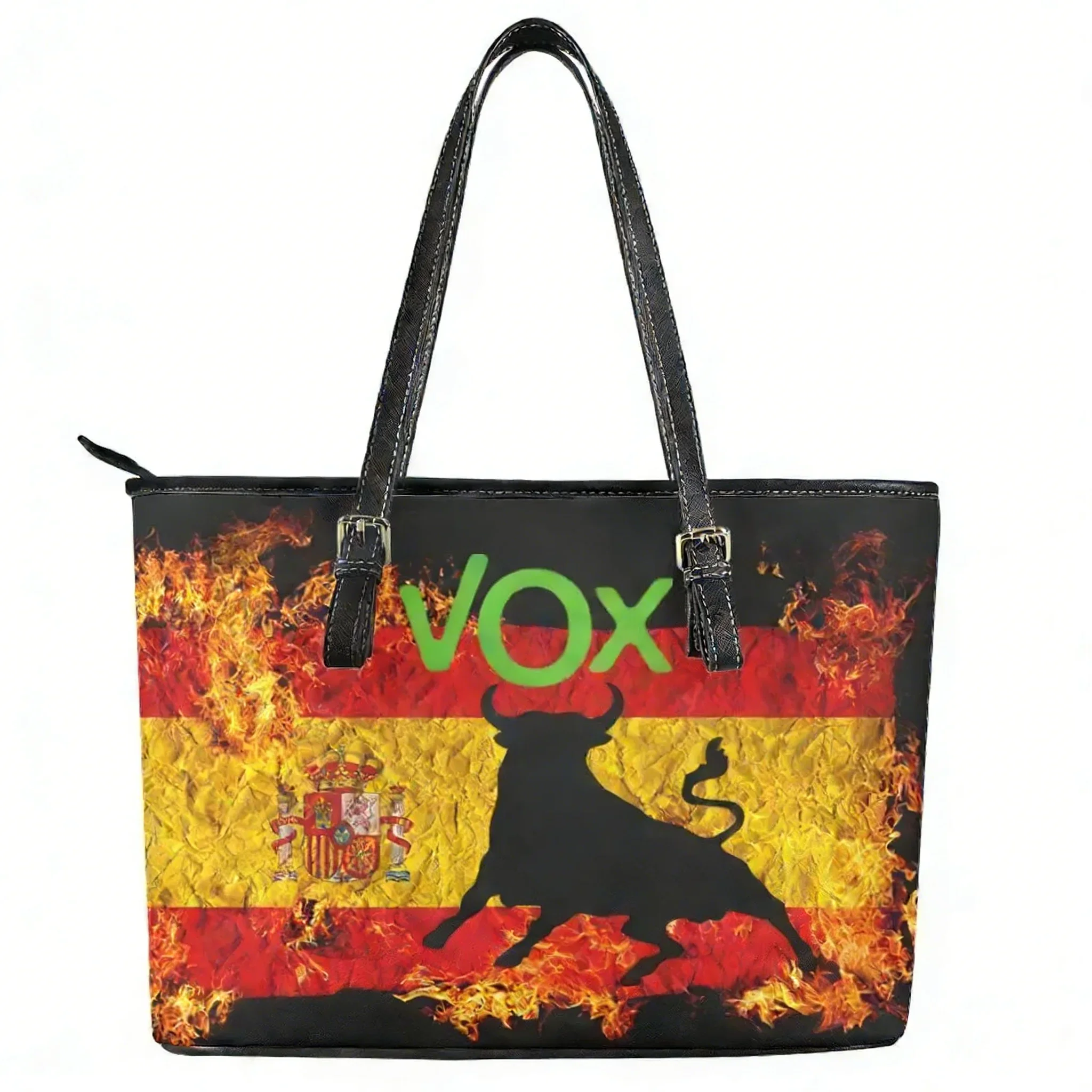 Spanish Bullfighting Graphic Custom Handbag Womens Men Personalized Tote Bag Shoulder Bag Business Leather Purse Travel Bag Gift