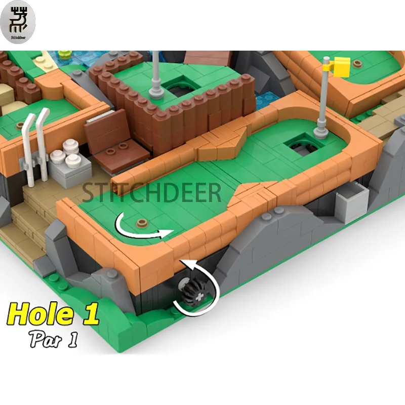 1572PCS MOC Working Mini Golf Course scene modulari assemblare blocchi di costruzione di modelli educazione educativa giocattolo regali di festa in