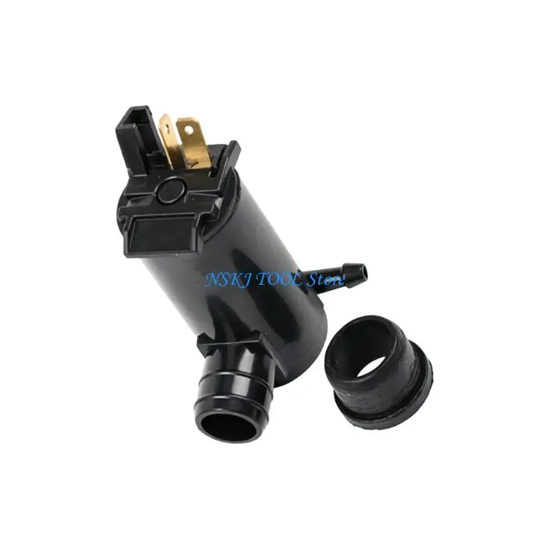 L8RC Windshield Cleaning Motor for Front Washer Service, Black ABS Housing with 2 Blade Contacts and 5 mm Outlet Port