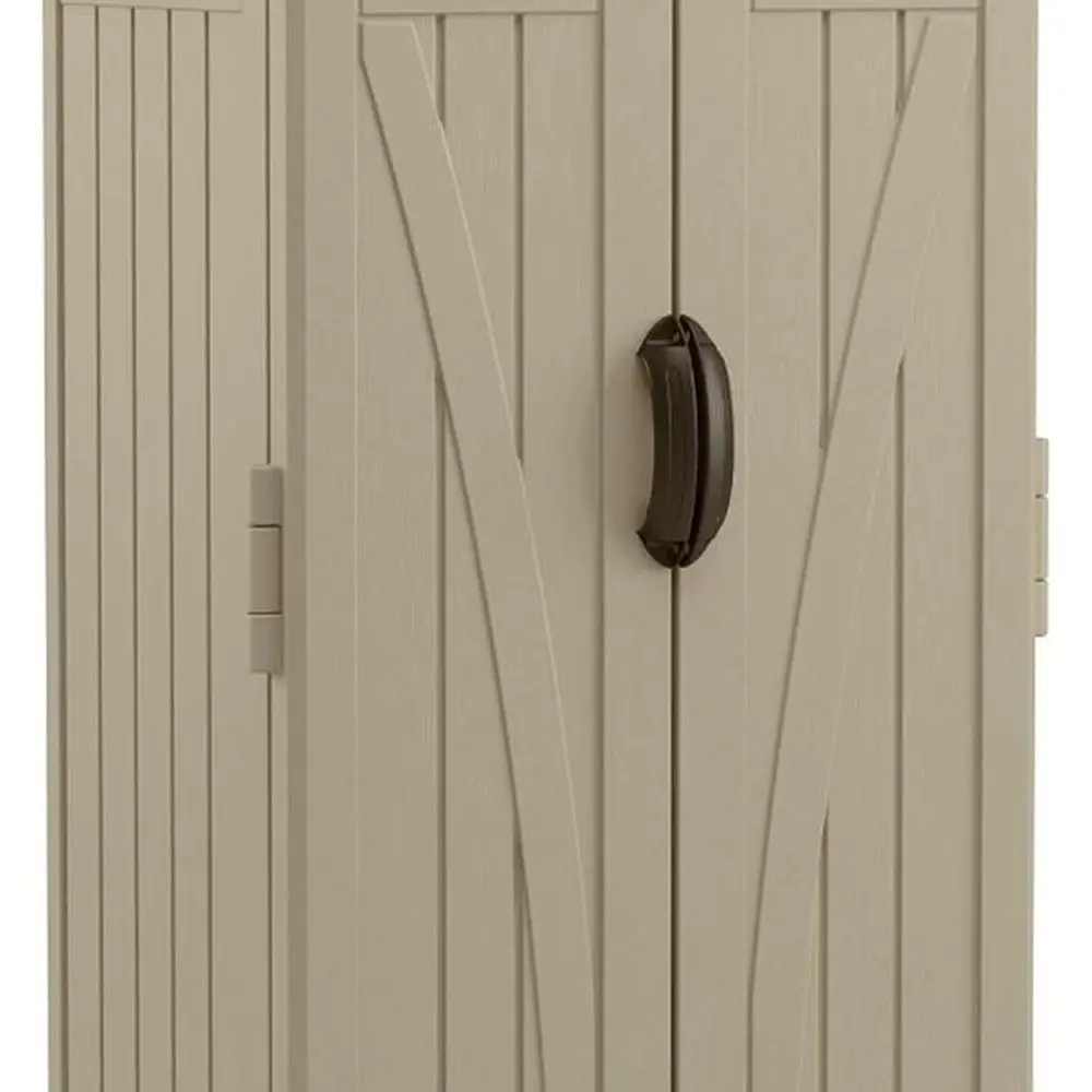 

Large Vertical Plastic Outdoor Storage Shed - 22 Cubic Feet, Ideal for Garden, Backyard, Patio, and Pool Supplies, Brown