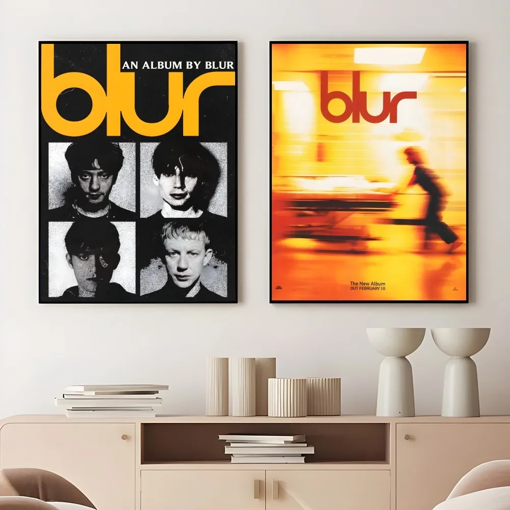 B-Blur Band Rock Roll Band Retro Poster Sticky Wall Art Printing Waterproof Home Living Bed Room Bar Aesthetic Decor