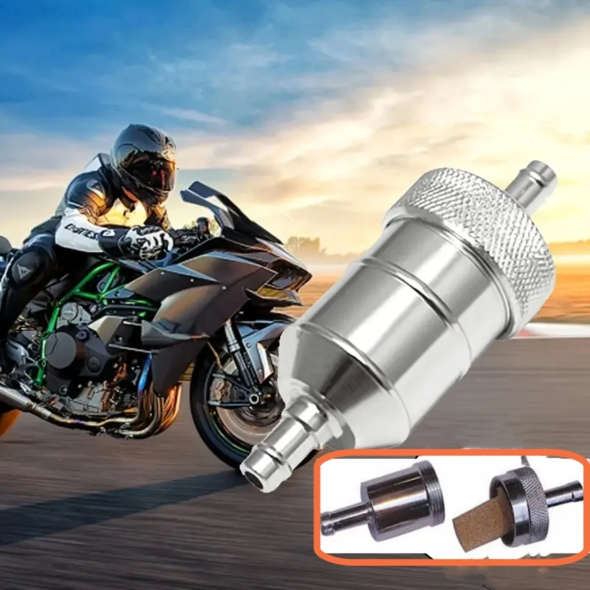

Motorcycle Oil Fuel Filter Copper Core Billet Alloy Fuel Petrol Inline Filter 1/4" 6mm For Classic Cars & Motorcycles