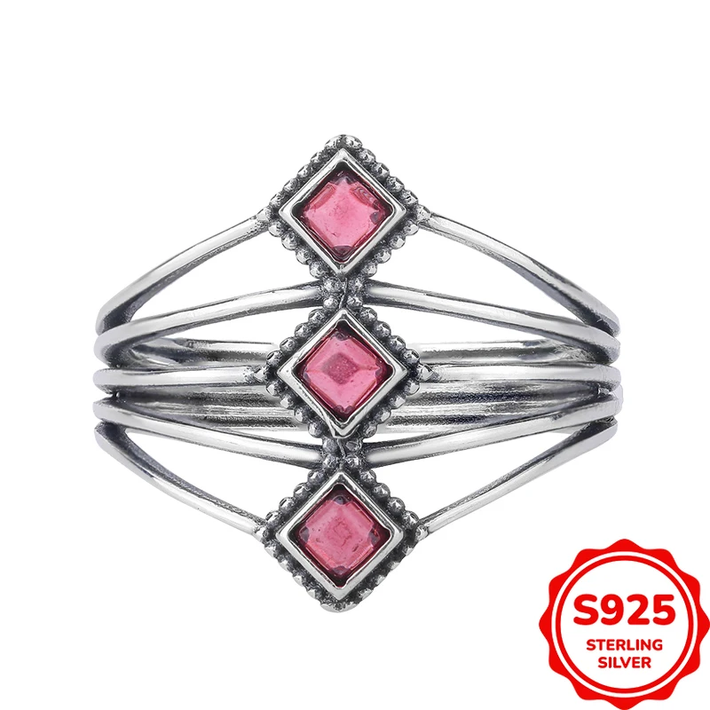 

Trendy and Fashionable Authentic S925 Silver Hollow Irregular Rhombus Women's Ring