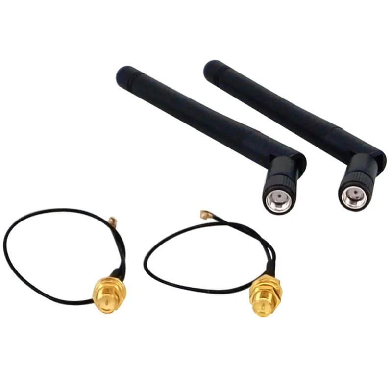 2PCS/Lot 2.4GHz 3DBi WiFi 2.4G Antenna Aerial RP-SMA Male Wireless Router+PCI U.FL IPX to RP SMA Male Pigtail Cable