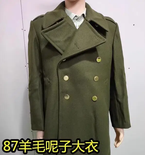 Chinese Uniform 87 Woolen Overcoat Men Green Officer