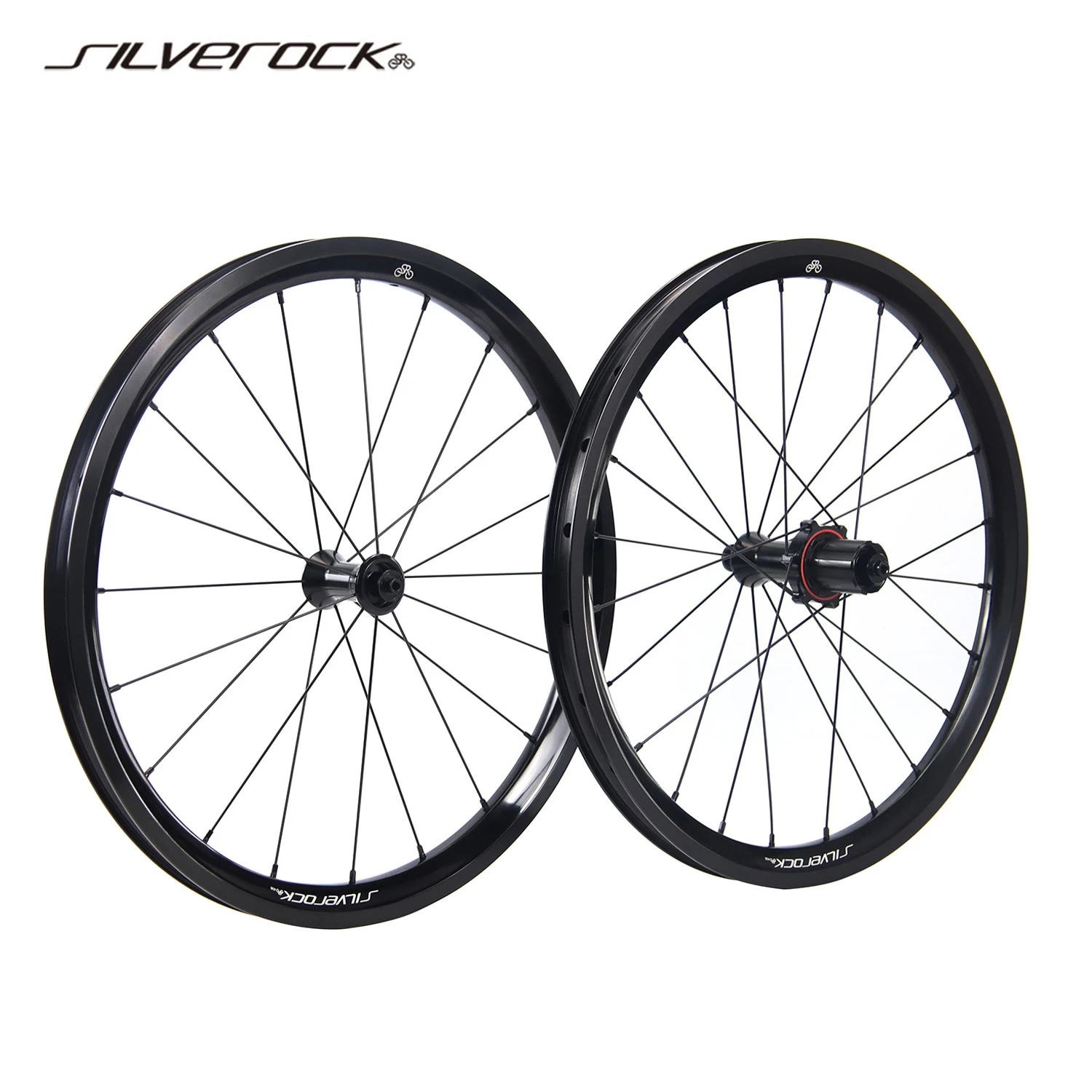 SILVEROCK XM-25T Alloy Rim Brake Wheels 20in 406 Flat Rim Hand Build for Folding Bike Gravel Kids Minivelo Tubeless Ready Wheels