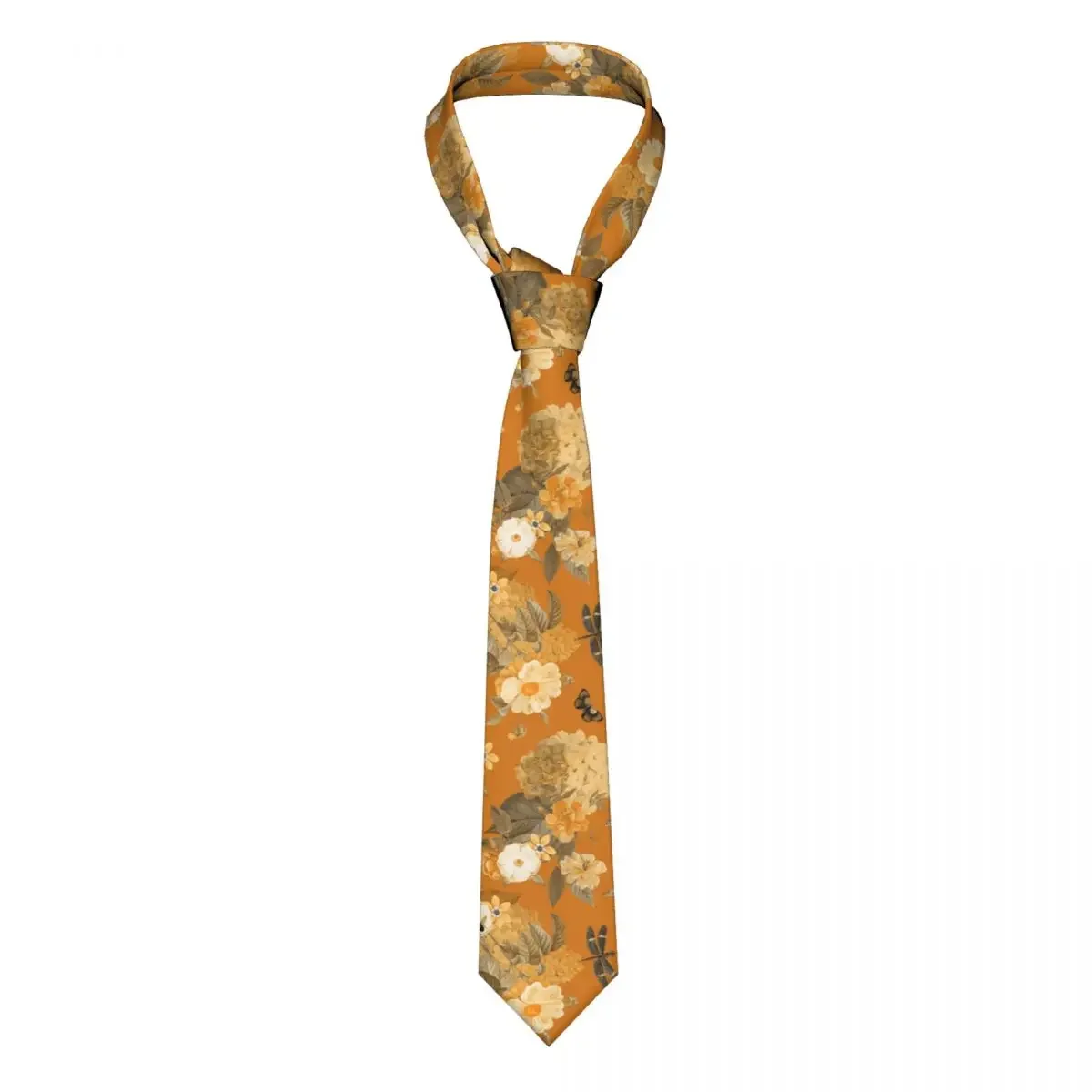 Vintage Roses Spring Flower Insects Sepia Gold Neckties Men Women Silk Polyester 8 cm Classic Neck Ties Accessorie Gravatas Gift