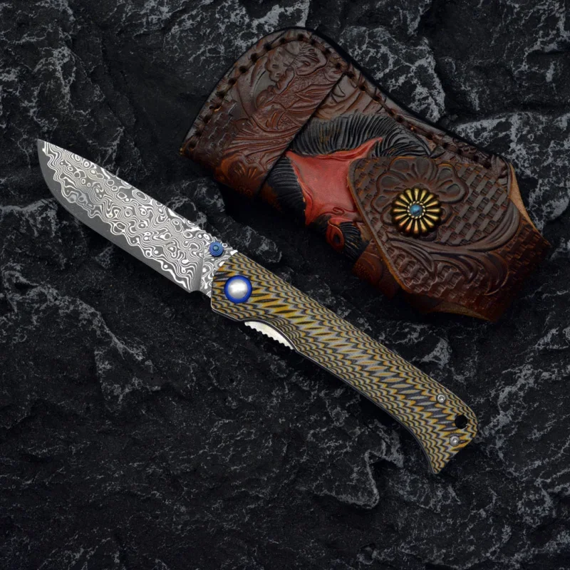

new Damascus VG10 folding knife outdoor camping tool self-defense fishing hunting knife